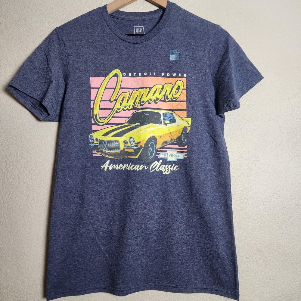 Camaro Shirt Mens Small Blue Detroit Power American Classic GM Chevy Graphic Tee